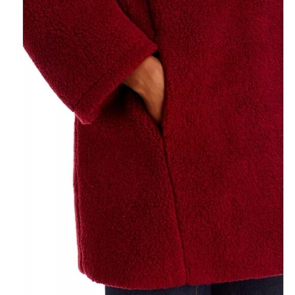 ICONS Cinzia Rocca Wool Teddy Pea Coat Women Brick Red - Picture 2 of 10